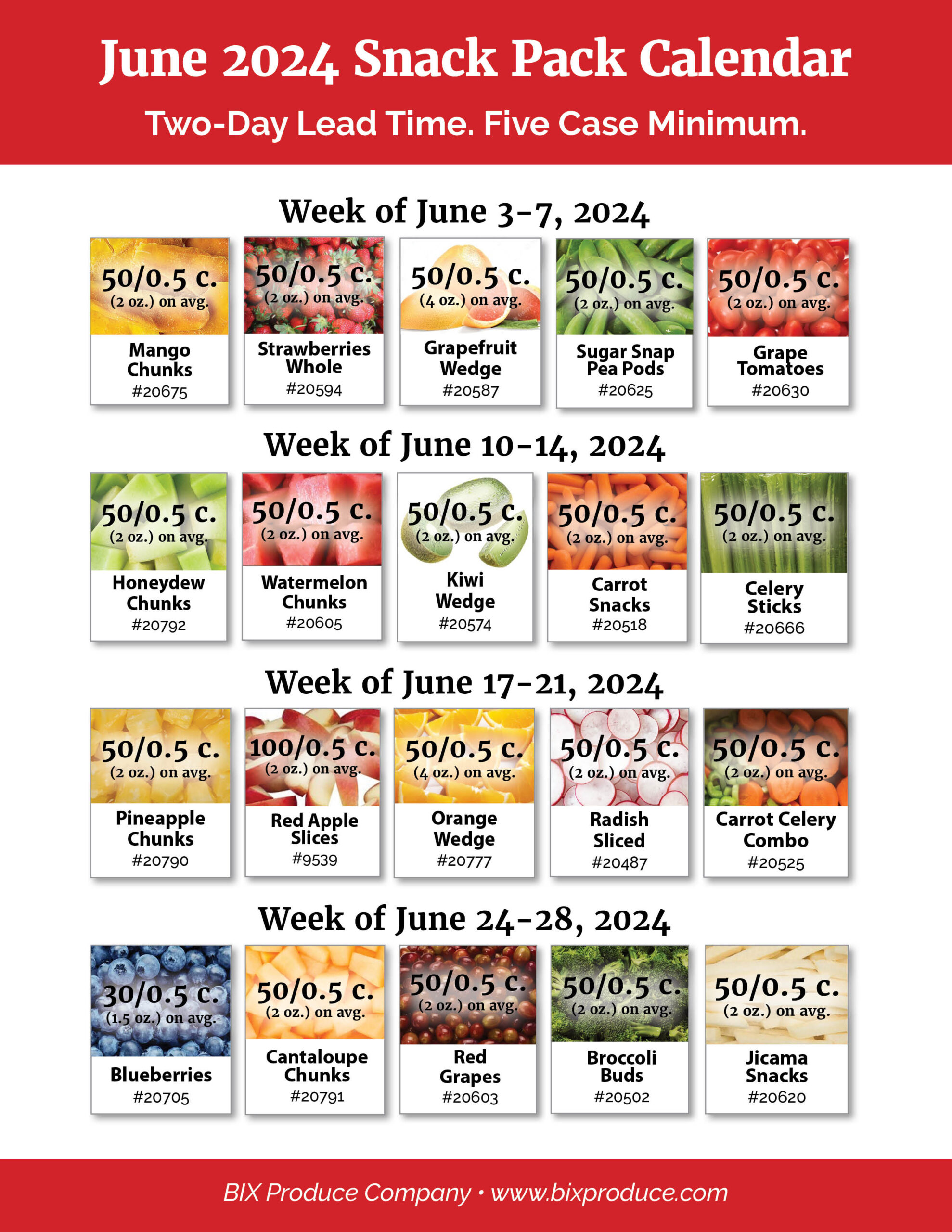 BIXSnack Pack Calendar June 2024 BIX